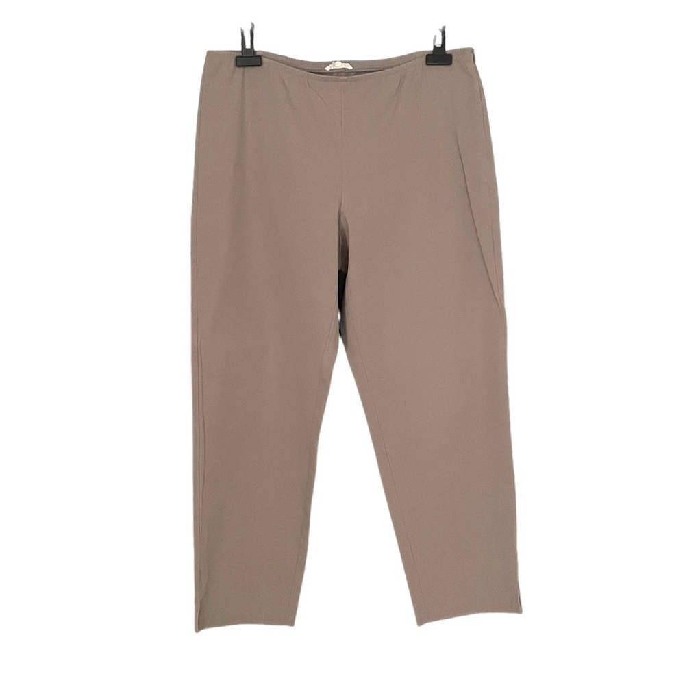 EILEEN FISHER Cotton Stretch Skinny Ankle Pants Tan Taupe 34
